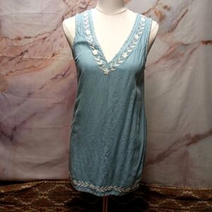 Urban Outfitters Soft Blue Embroidered Dress